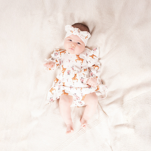 Sukienko-body dziewczęce 216159 Lala Nicol – bawełna, długi rękaw, falbanki