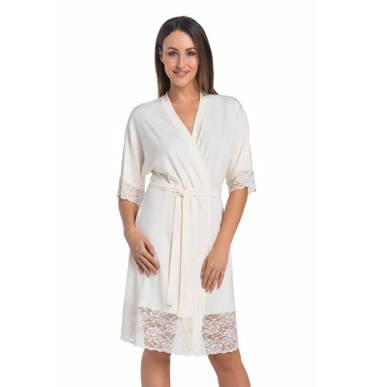 Damski szlafrok Gloria Teyli - ecru