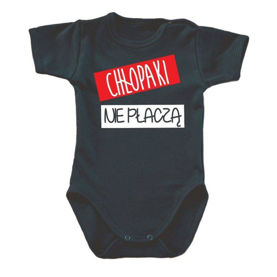 "CHŁOPAKI nie płaczą" body krótki rękaw Moocha czarny