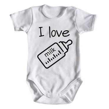 Body krótki rękaw "I love milk" Moocha biały
