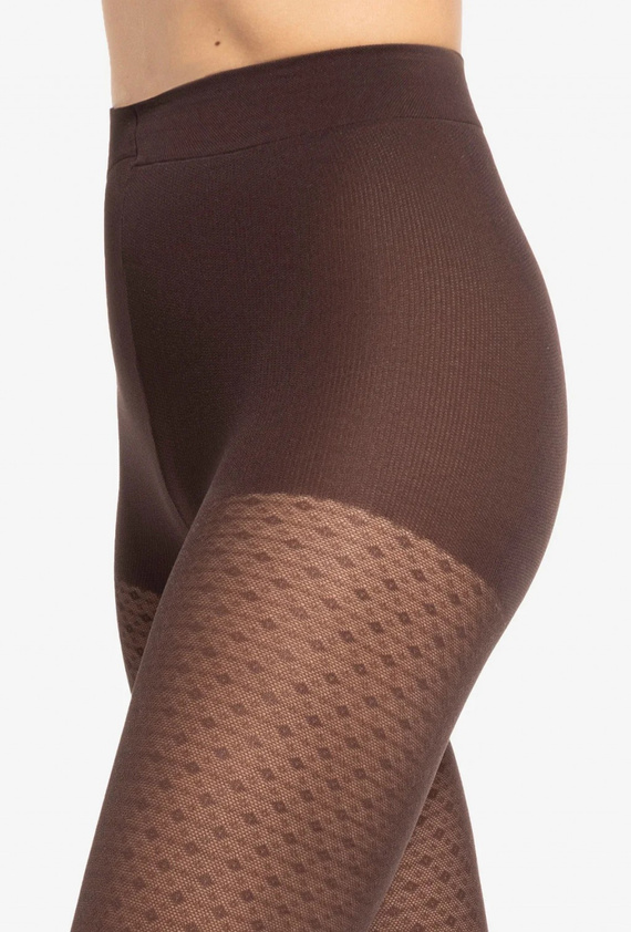 Gatta Wedel wz.03 – rajstopy damskie 40 den dark choco z geometrycznym wzorem