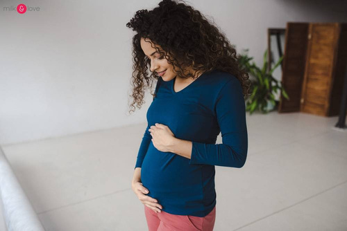 Bluzka do karmienia i ciążowa z dekoltem w serek Milk Shirt poseidon 