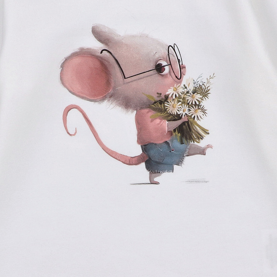 Lagarto Verde bluzka dla dziewczynki z długim rękawem ecru– modna, bawełniana, trwała