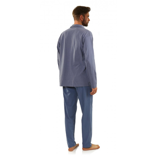 Bawełniana piżama męska, rozpinana Sesto Senso - kotwiczki jeans