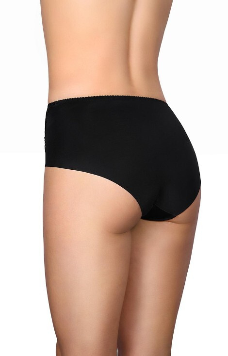 Figi damskie Modo 58 czarne – koronka z przodu, mikrofibra, laserowe wykończenie