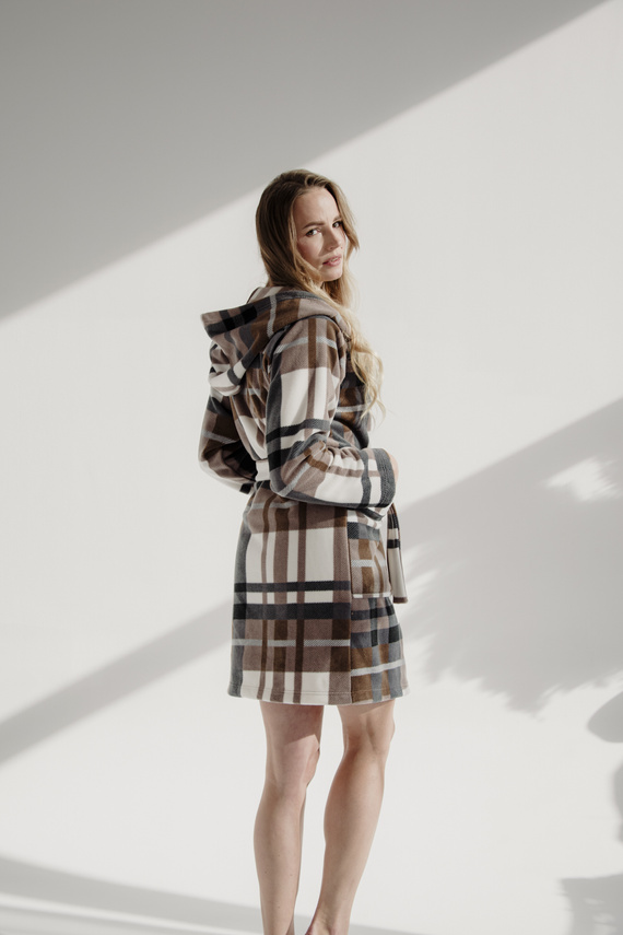 Szlafrok Kocyk 031 De Lafense – miękki polarowy szlafrok dla kobiet, które kochają przytulność, brązowy