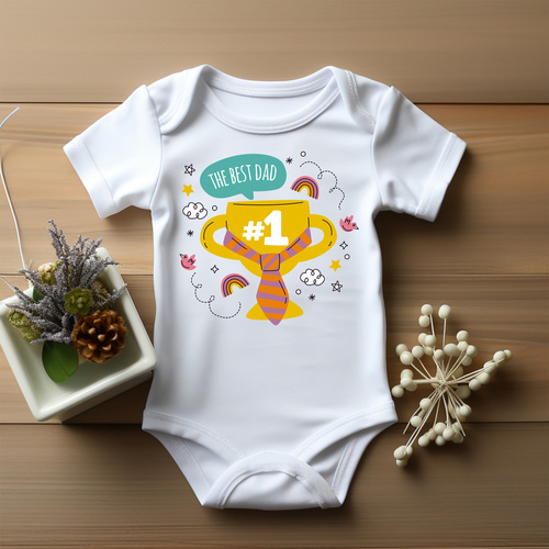 Body krótki rękaw "The best dad krawat" Moocha biały