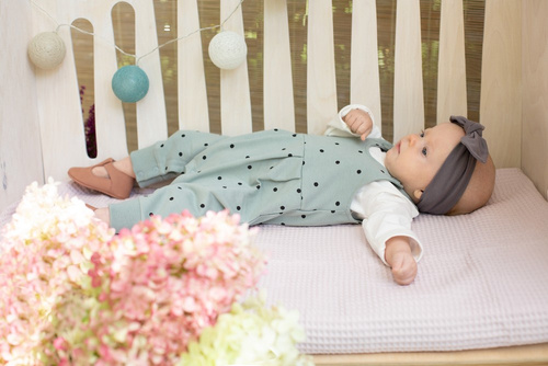 Ogrodniczki niemowlęce Tres Bien Pinokio - mięta druk