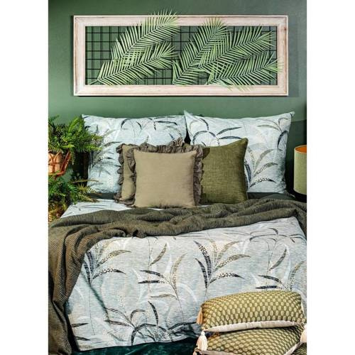 Pościel z bawełny liście Montenegro 6 Eurofirany oliwkowy