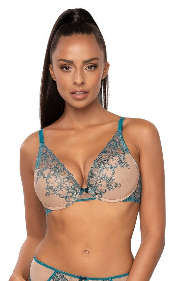 Biustonosz push-up bralette Mat M-3808/11/1 Maureen beżowy turkusowy