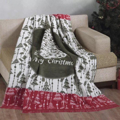 Koc świąteczny 24160A choinki Darymex czerwony