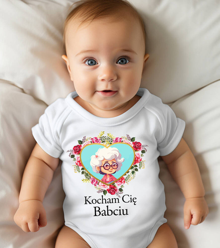Body krótki rękaw "Kocham Cię Babciu" Moocha biały