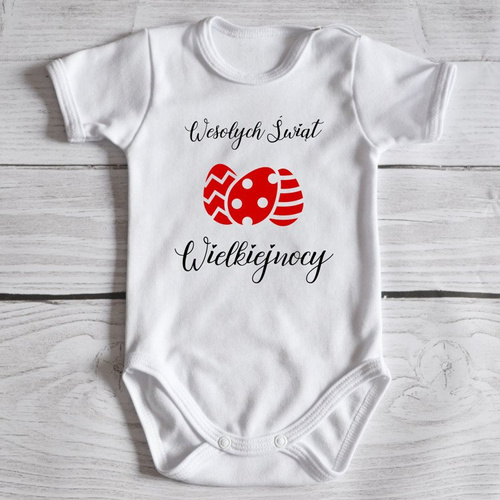 Body krótki rękaw "Wesołych Świąt Wielkiejnocy" Moocha białe
