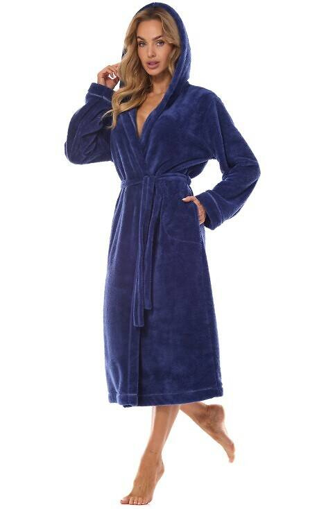 Długi Szlafrok Damski 2412 Night L&L - navy