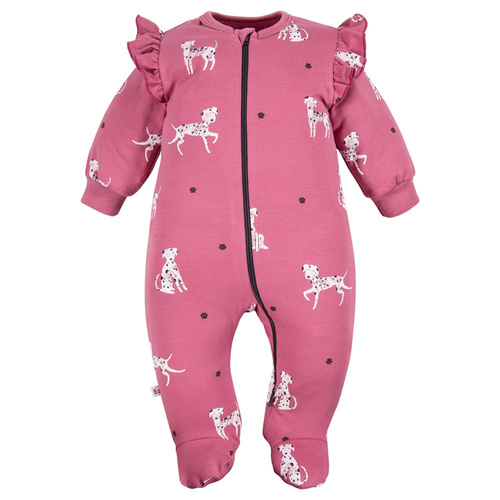 Pajac niemowlęcy zapinany na zamek Dogs & Spots Eevi - jagodowy