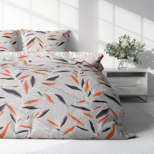 Pościel z mikrofibry Harmony 15 liście Faro szary 