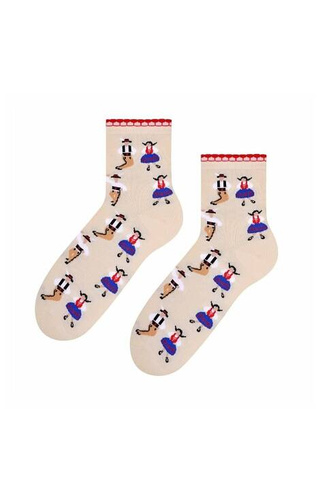 art.118 Folk Skarpetki damskie Steven - ecru 026