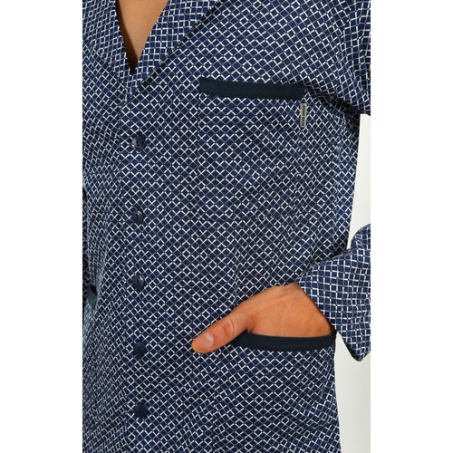 Bawełniana piżama męska, rozpinana 2281/01 Sesto Senso - granatowy