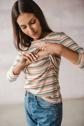 Bluzka do karmienia i ciążowa Milk Shirt Milk&Love w prążek zielony 