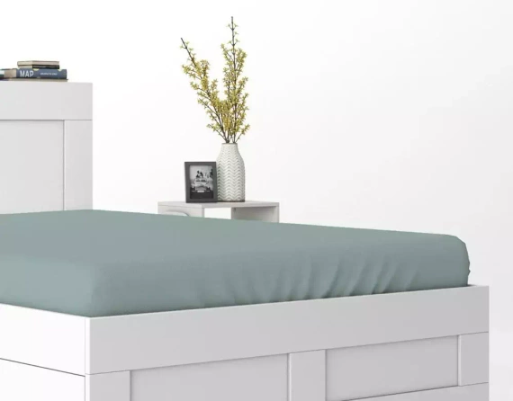 Prześcieradło satynowe z gumką jPure ednobarwne Detexpol miętowy