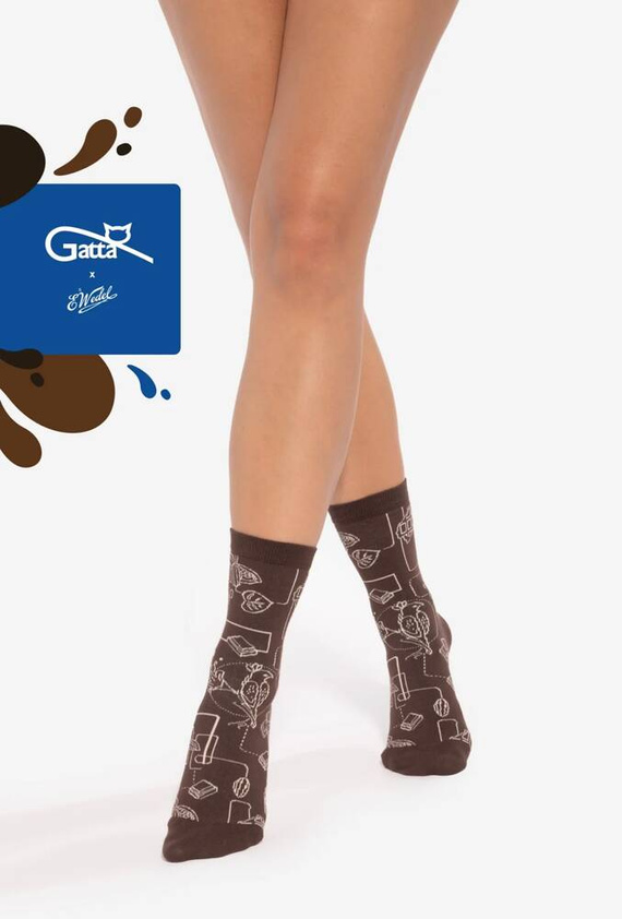 Skarpety unisex U04.WED Wedel Gatta - dark choco 04/12E