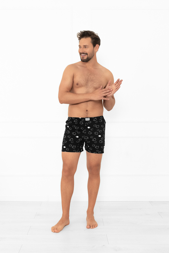 Męskie bokserki Wito – luźne, bawełna MEGA SOFT, wzór owieczki Italian Fashion 
