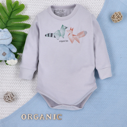 Body z bawełny organicznej Fun Origami Nini szary