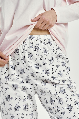 Taro 3450 Ella piżama damska różowa 100% bawełna z długim rękawem