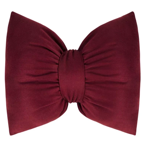 Eurofirany Poduszka świąteczna 45x55 bordowy– welwet, ozdobna kokarda