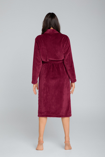 Szlafrok damski z kapturem Bona Italian Fashion - bordo 