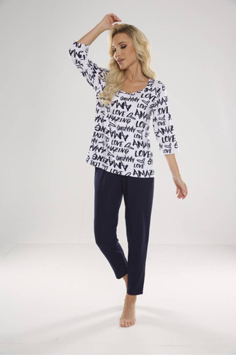 Piżama Damska 632 Amazing Forex - biały-granatowy