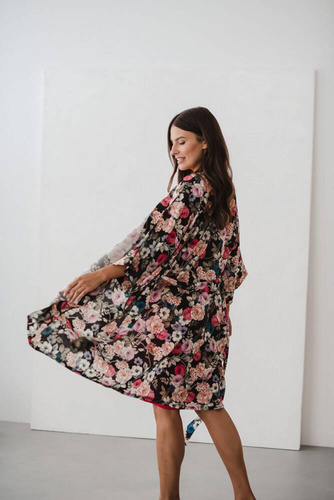 Szlafrok bambusowy z lnem Garden Milk&Love 