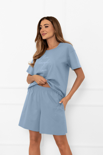Piżama damska Ksara Italian Fashion – wygodny komplet z krótkim rękawem - stalowy