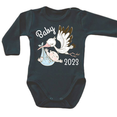 Body długi rękaw "BABY 2023 born in" Moocha czarny