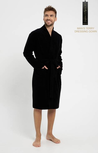 Szlafrok Męski bawełniany 3067 Taro - czarny