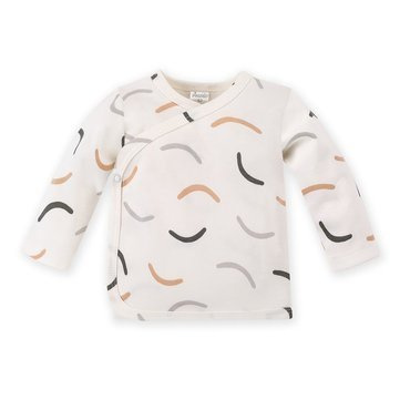 Kaftanik niemowlęcy wiązany Le Tigre Pinokio - ecru druk