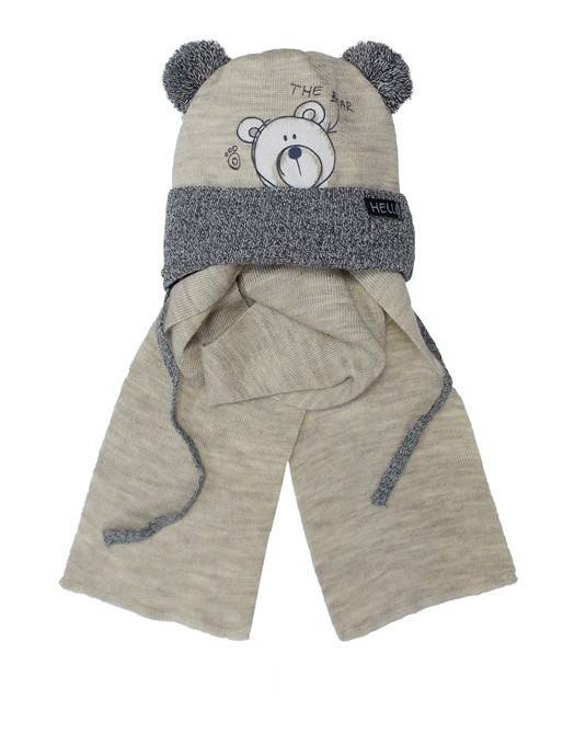 42-447 Komplet Czapka+ szalik dziecięca AJS mix-kolor