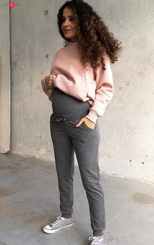 Dresowe spodnie ciążowe Milk&Love ciemny szary melanż