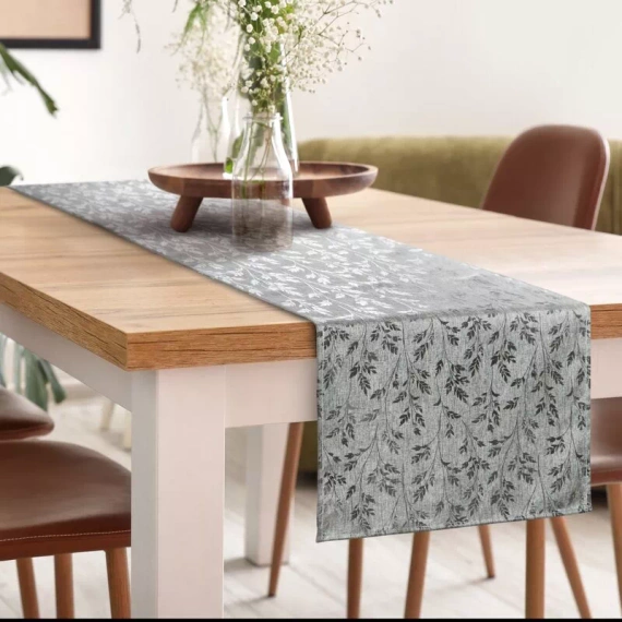Obrus liście z błyszczącym Simona nadrukiem Eurofirany srebrny