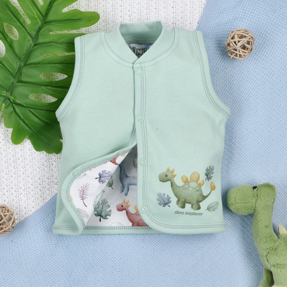Nini Kamizelka Dino Explorer – organiczna bawełna, kamizelka dla niemowląt