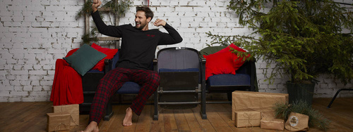 Piżama Męska długi rękaw, długie spodnie Zeman Italian Fashion - czarny/druk