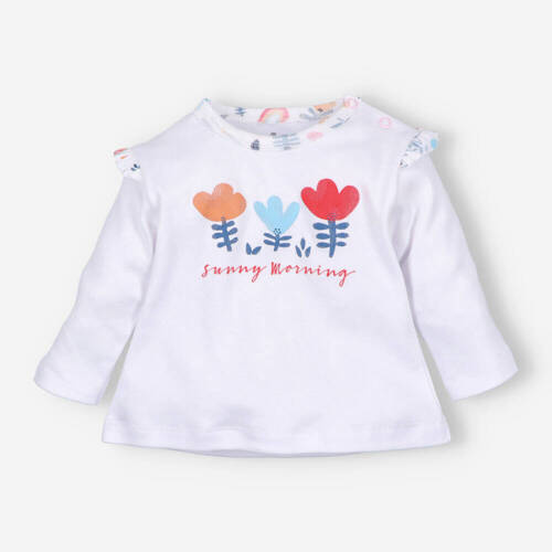 Bluzka z bawełny organicznej Tęczowy Ogród Nini-biała