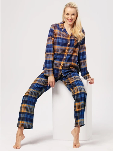 Rozpinana Piżama Damska LNS 481 Key - granatowy