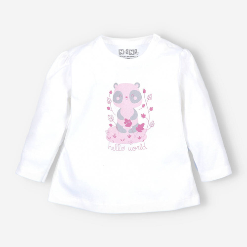 Bluzka z bawełny organicznej Wesoła Panda Nini ecru