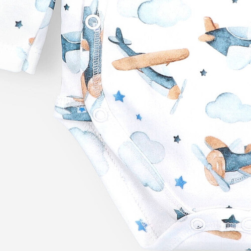 Body kopertowe z bawełny organicznej Samoloty Nini druk