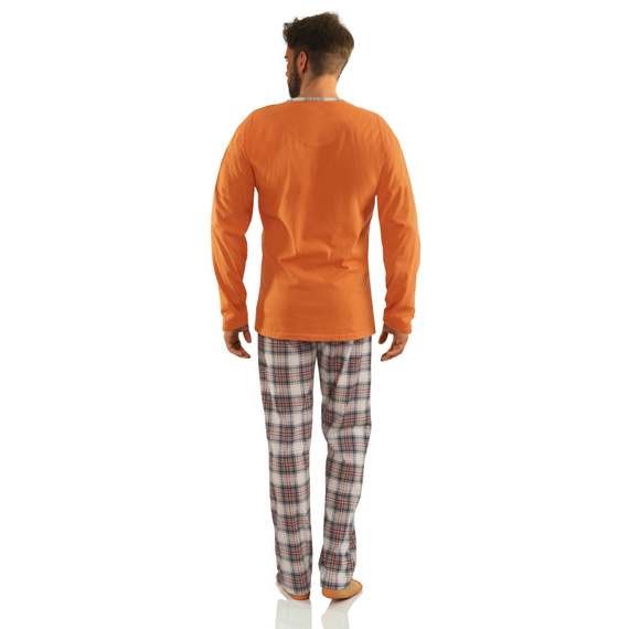 Bawełniana piżama męska z długim rękawem 2576/26 Jasiek Sesto Senso - pomarańczowy