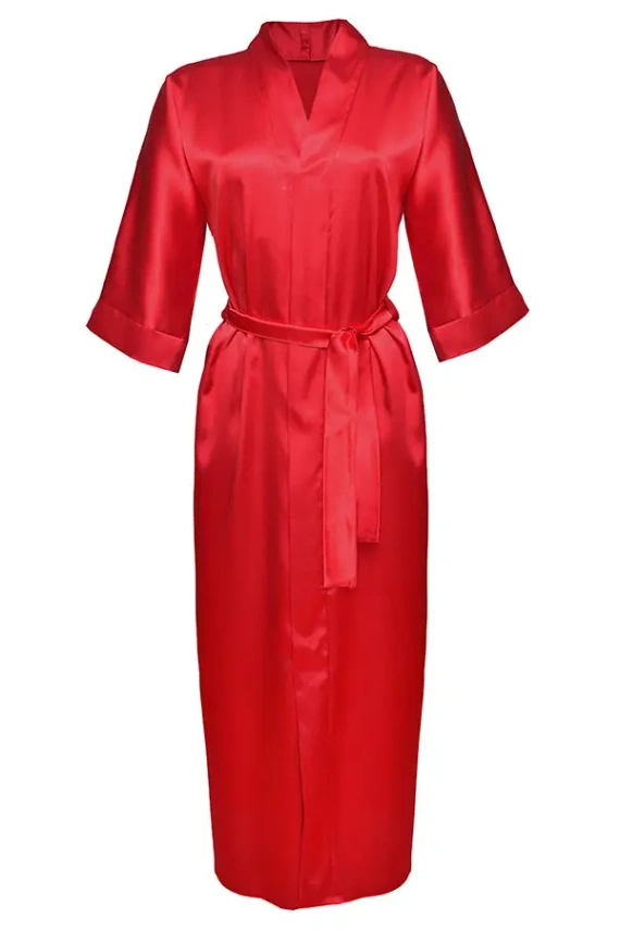 Podomka 130 Satynowy Szlafrok Damski DKaren - czerwony