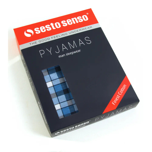 Bawełniana piżama męska, rozpinana 2182/10 Sesto Senso - granatowy 