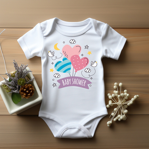 Body krótki rękaw "BABY SHOWER – prezent z okazji narodzin dziecka" Moocha biały