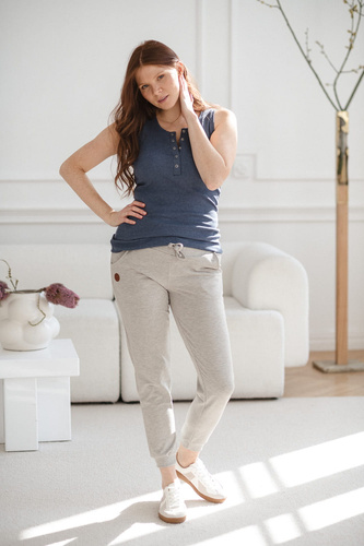 Koszulka ciążowa do karmienia w prążki na ramiączkach Tummy Milk&Love jeans blue